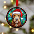 Airedale Terrier in Santa Hat Suncatcher Decoration